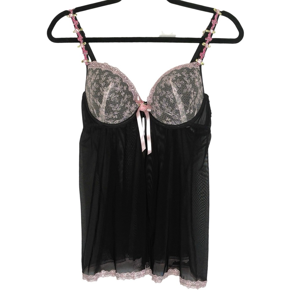 VTG Escante Y2k Babydoll Sheer Fairy Top Large Coquette Floral Lace Going Out